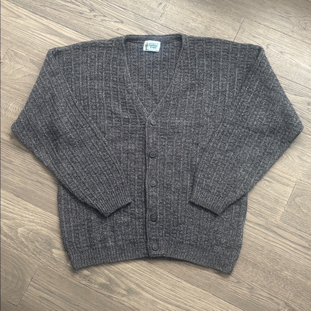 Carbon Copy | Vintage Grey Knit Button Cardigan Sweater Size Medium